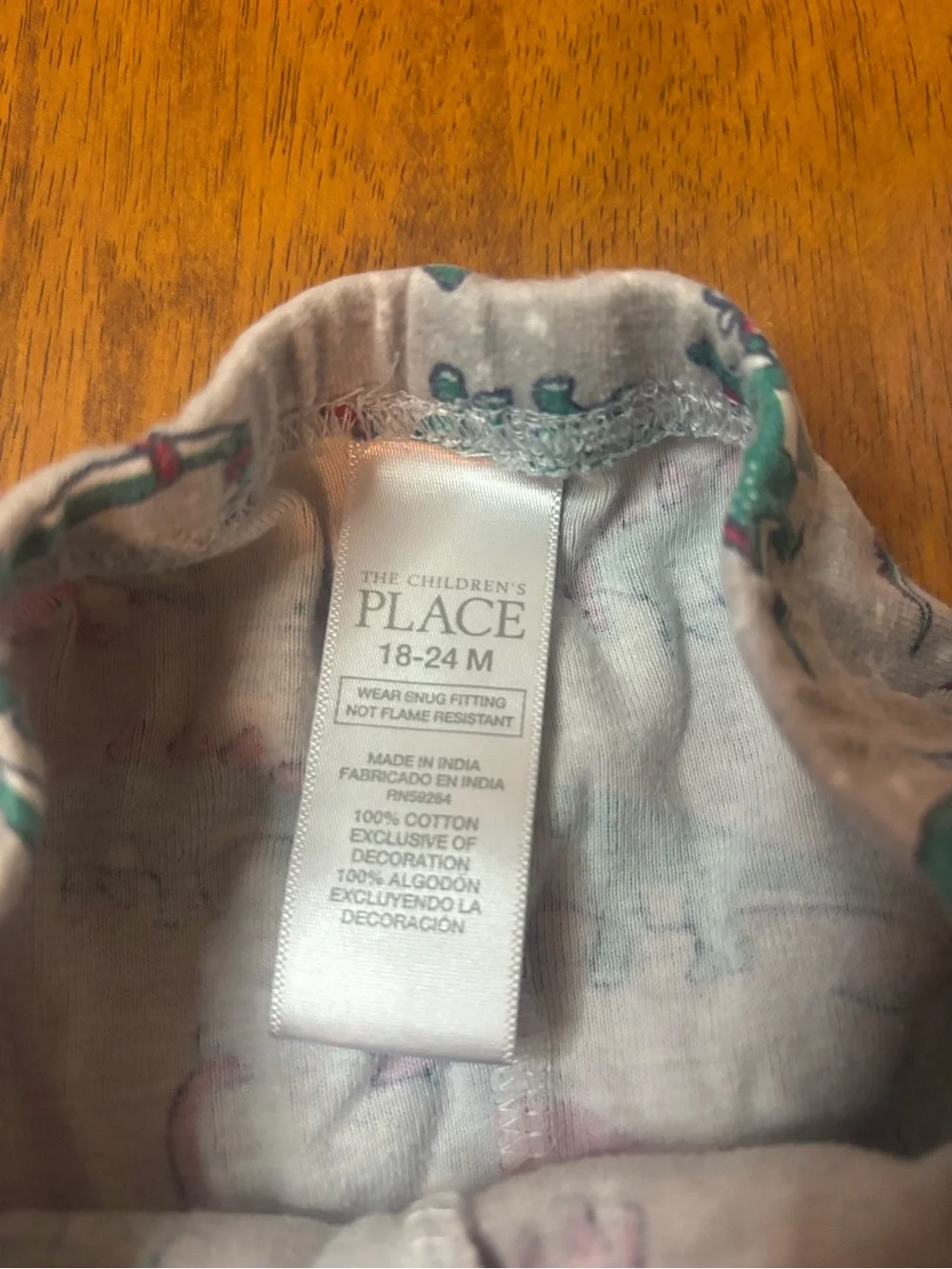 The Children's Place Grey Pajama Set with Green & Red Dinosaur Print